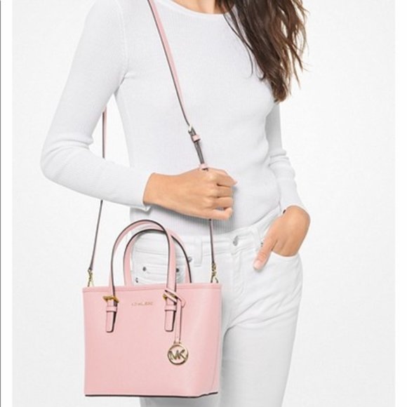 Michael Kors, Bags, Michael Kors Jet Set Travel Xs Saffiano Leather  Topzip Tote Bag Powder Blush